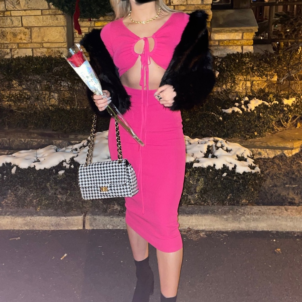 PINK MIDI BODYCON DRESS
